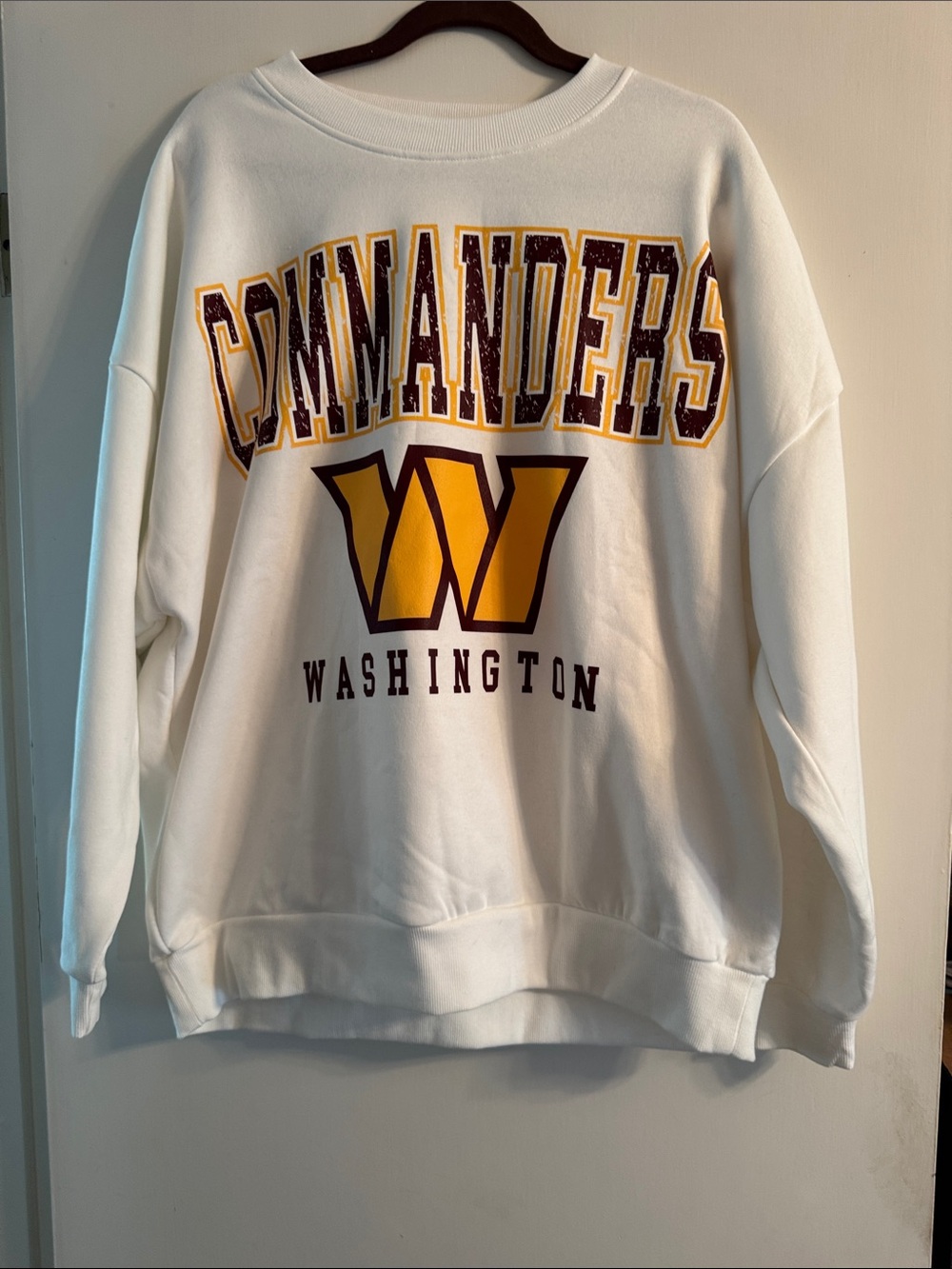 Washington Commanders White Graphic Crewneck Sweatshirt - Women's